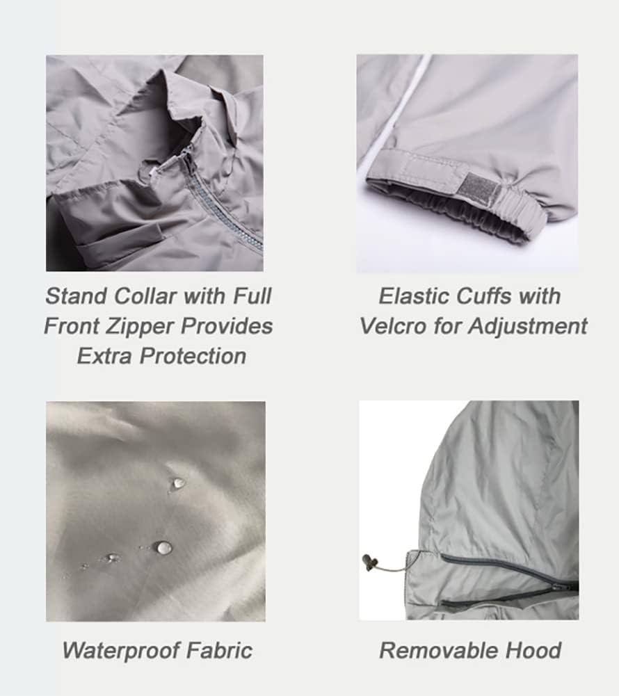 Mens Lightweight Windbreaker Waterproof Rain Jacket with Removable Hood