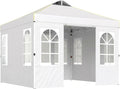 9.6 x 9.6 ft Pop Up Canopy Tent with Sidewalls, One Button Push Setup, UPF50+ Outdoor Portable Instant Canopy Shelter with Carry Bag, Sandbags, Adjustable Height for Parties Events, White