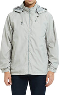 Mens Lightweight Windbreaker Waterproof Rain Jacket with Removable Hood