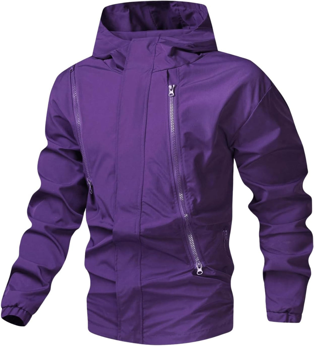 Men's Zip Up Hoodies Jacket Long Sleeve Windbreaker Jacket Outerwear with Pockets