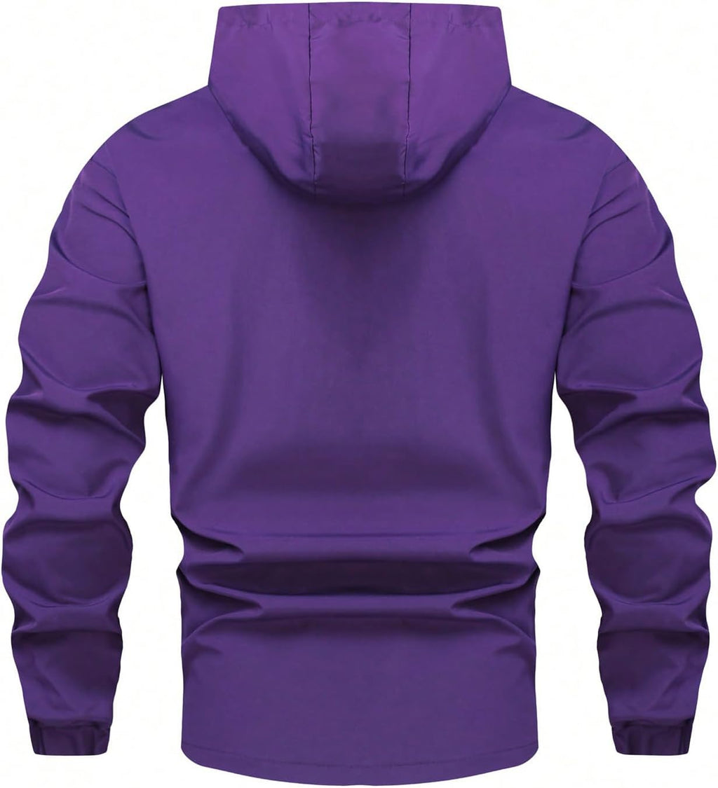 Men's Zip Up Hoodies Jacket Long Sleeve Windbreaker Jacket Outerwear with Pockets