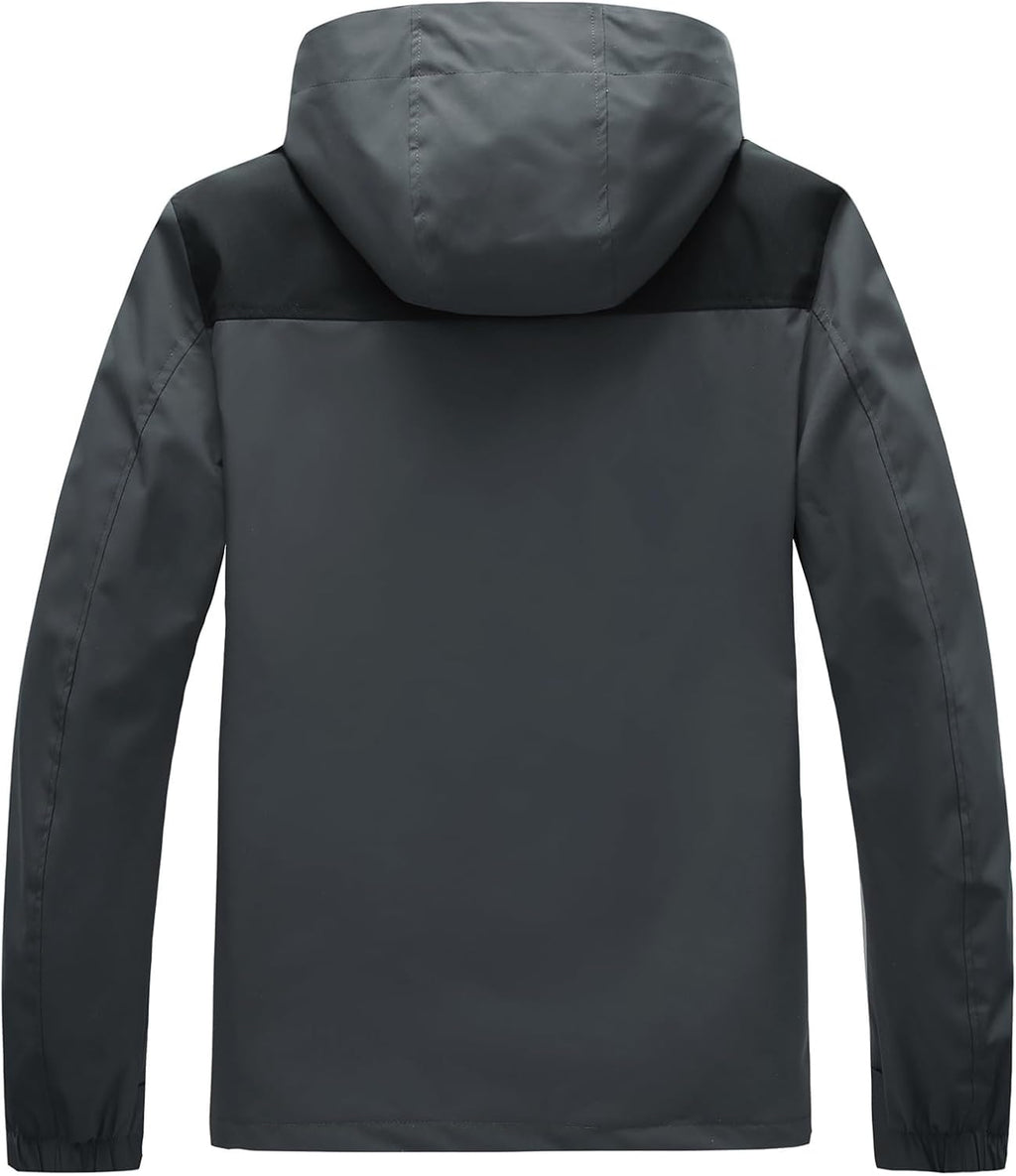 Waterproof Jackets for Men Lightweight Rain Jacket Hooded Raincoat Zip Windbreaker for Running Hiking Travel