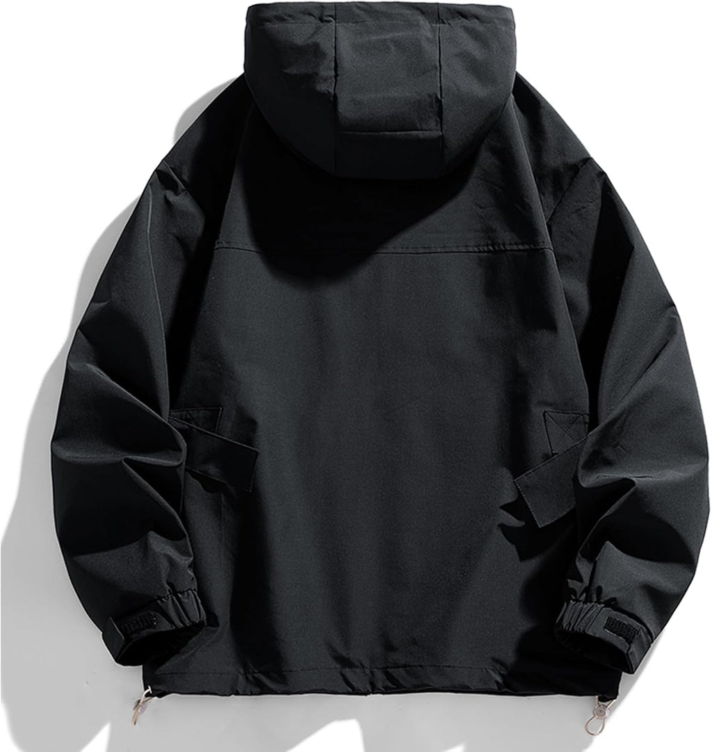 Mens Jacket Casual Lightweight Hooded Windbreaker softshell Easy-Care Zip-Up Versatile Outdoor Comfort Activities Coat
