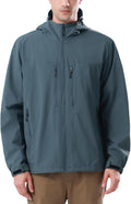 Men Waterproof Softshell Jacket Lightweight Windbreaker Hooded Rain Coat For Outdoor Hiking