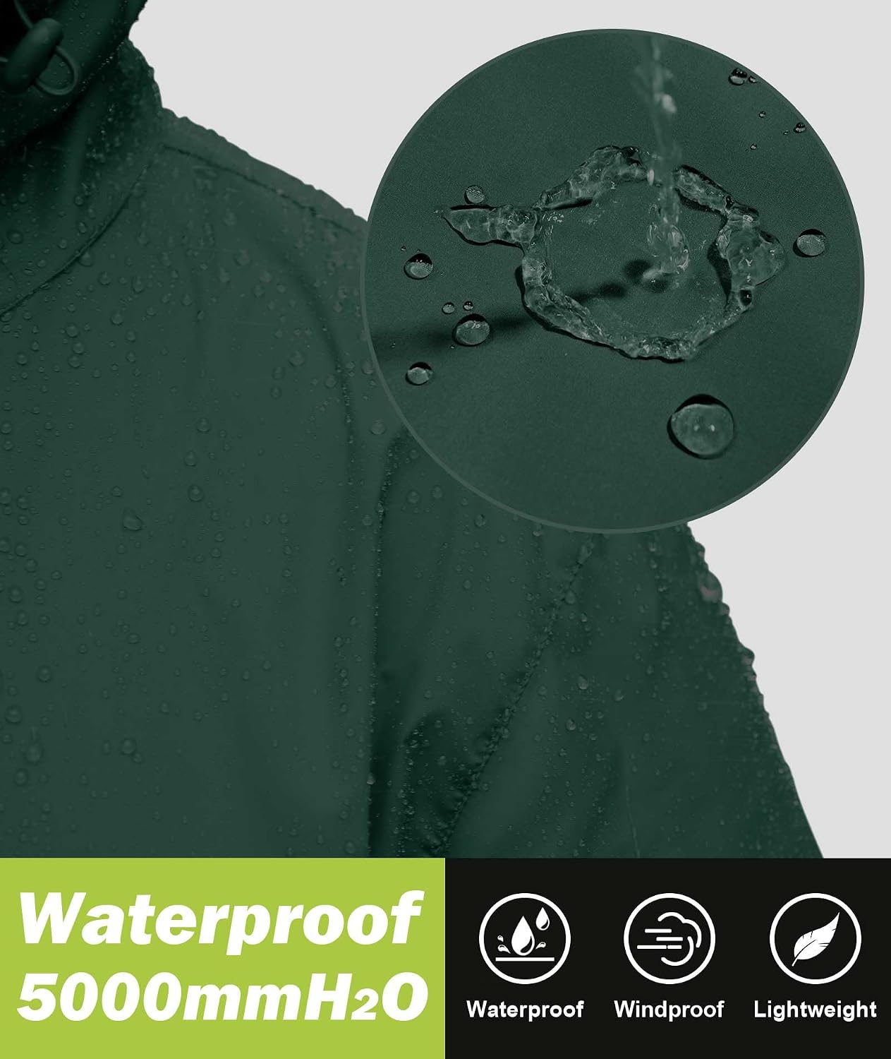 Men's Rain Jacket Windbreaker Packable,Lightweight Golf Rain Coat Inner Pocket for Camping Hiking Cycling