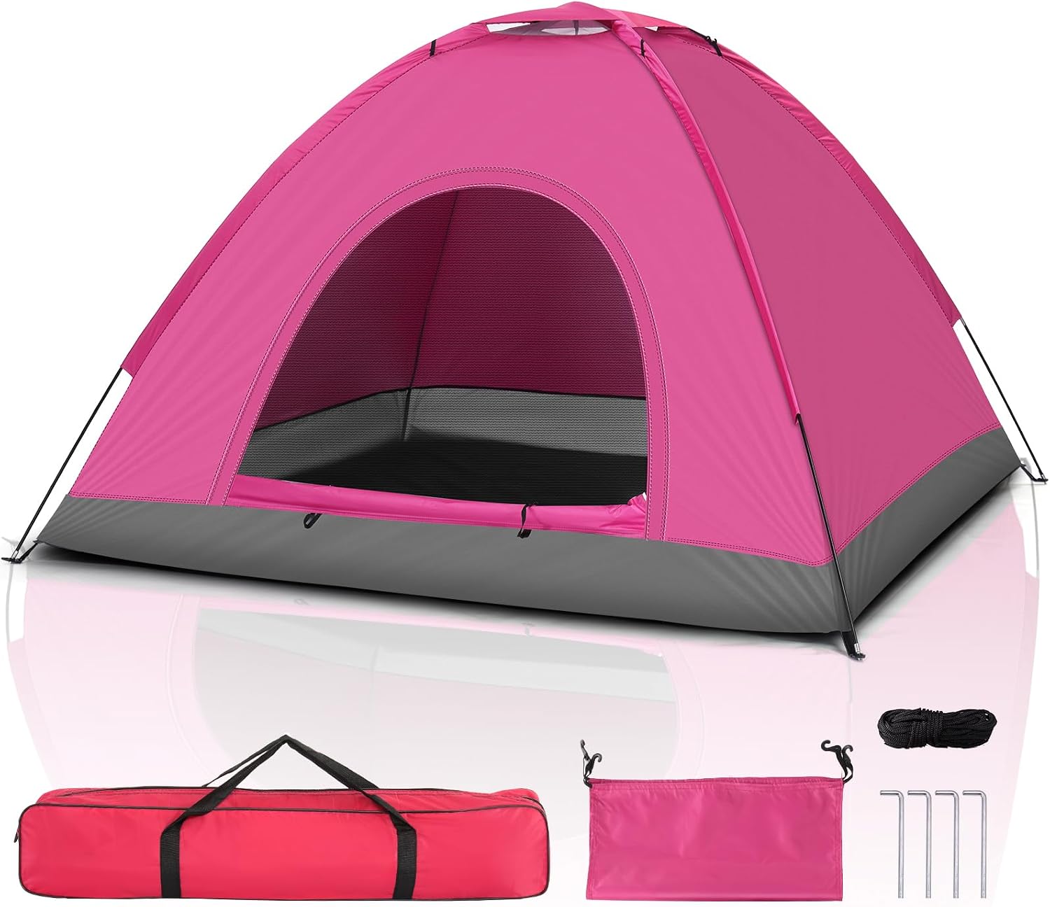 Camping Dome Tent, 1-4 Person Waterproof Windproof Easy Setup Spacious Family Tents with Carry Bag & Rain Fly for Hiking Backpacking Traveling Glamping Beach