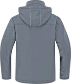 Men's Softshell Military Jacket With Removable Hood, Fleece Lined and Water Repellent Outdoor Reflective Coat