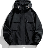 Mens Jacket Casual Lightweight Hooded Windbreaker softshell Easy-Care Zip-Up Versatile Outdoor Comfort Activities Coat